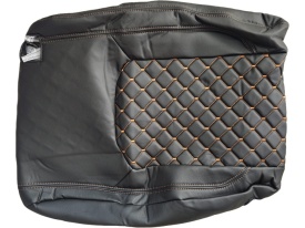 Set huse scaune auto, dedicate VW Passat B8 2015->, piele ecologica neagra si cusaturi maro in romb, Lichidare stoc! - Img 4