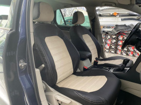 Set huse scaune auto, dedicate VW Tiguan II 2016->, piele ecologica cu textil, negru cu crem - Img 1