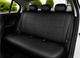 Set huse scaune auto universale de lux, fata-spate, piele ecologica, culoare negru - Img 2