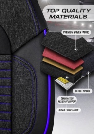 Set huse scaune auto universale de lux Panda Enzo, fata-spate, piele ecologica si material textil, culoare negru gri inchis cu albastru - Img 5