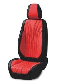 Set huse scaune auto universale, fata-spate, piele ecologica negru cu rosu