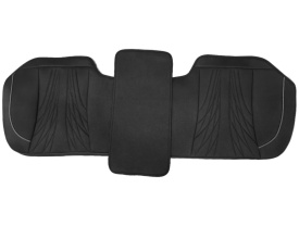 Set huse scaune auto universale, material textil negru cu dunga alba, cu tetiera integrata, fata-spate - Img 3