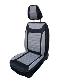 Set huse scaune auto universale, material textil negru cu gri, bancheta fractionata spate, fata-spate - Img 5