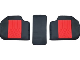 Set huse scaune auto universale, piele ecologica negru cu rosu, Luxury, fata-spate - Img 4