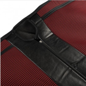 Set huse scaune autoutilitara 2+1 pentru fata culoare negru cu rosu, piele ecologica cu textil - Img 7