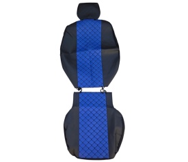 Set huse scaune autoutilitara 2+1 pentru fata culoare negru cu albastru, piele ecologica compatibil cu Opel Vivaro 2014-2019 VAN - Img 4