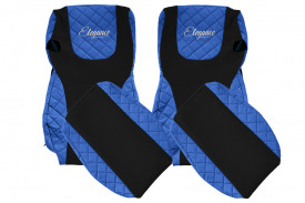Set huse scaune camion compatibil cu DAF XF105 XF106 2012-> euro 6, Negru cu albastru, piele ecologica cu velur