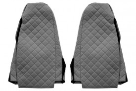 Set huse scaune camion compatibil cu SCANIA Seria R G P 2005-2016, Negru cu gri, piele ecologica cu velur, tetiere integrate - Img 4