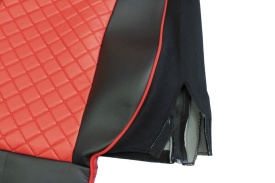 Set huse scaune camion compatibile cu MAN TGX 2007-2021, piele ecologica negru cu rosu - Img 6