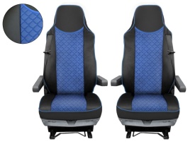 Set huse scaune camion compatibile cu MAN TGX 2007-2021, piele ecologica negru cu albastru - Img 2