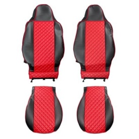 Set huse scaune camion compatibile cu MAN TGX II 2021->, piele ecologica negru cu rosu - Img 2