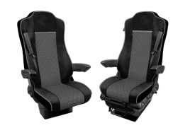 Set huse scaune camion compatibile cu Mercedes Actros MP4 MP5 2011->, piele ecologica negru cu gri