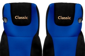 Set huse scaune camion compatibile DAF XF euro 6 2012-> , material textil negru cu albastru - Img 3