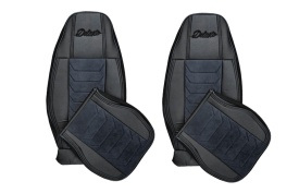 Set huse scaune camion compatibile VOLVO FH 2002-2012 negru complet, piele ecologica cu catifea