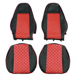 Set huse scaune camion compatibile VOLVO FH4 2013-> euro 6, piele ecologica negru cu rosu - Img 3