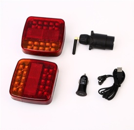 Set lampi auto cu led, Wireless, 5 functii, Pentru Remorca, prindere magnetica, Fara Fir, 12V-24V - Img 1