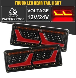 Set lampi auto stanga dreapta, LED, 12V-24V, semnalizare dinamica, pozitie Neon efect, 32x13cm