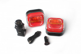 Set Lampi fara cablu cu 4 functii cu priza si magnet, 12/24v, WIRELESS, peridoc , remorcuta - Img 1