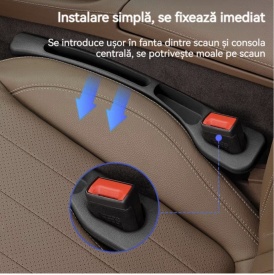 Set suport organizator buzunar scaun auto cu gaura la centura, material piele PU, design anti cadere, compatibil cu majoritatea autoturismelor - Img 5