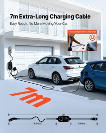 Statie incarcare mobila, Wallbox mobil, 22kW 32A, incarcator portabil EV tip 2, incarcator auto monofazat pentru vehicule electrice cu cablu de incarcare de 6 m, priza CEE, ecran LCD, statie de incarcare EV reglabila, cutie de control IP66 - Img 5