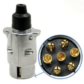 Stecher 7 pini din metal pentru priza de rulote sau remorci cu montaj pe cablu, 12V - Img 1