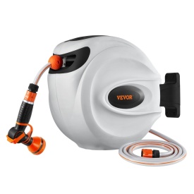 Tambur pentru furtun retractabil, Tambur pentru furtun de apa, lungime furtun 30m pivotant 180° Montat pe perete