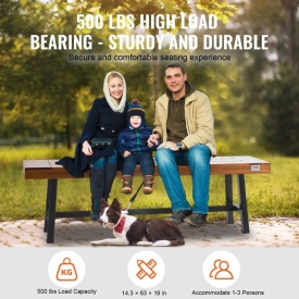 Banca de gradina din lemn de 160 cm cu picioare metalice pentru exterior, capacitate de incarcare de 250 kg, pentru gradina, banca de masa, de terasa, curte, veranda - Img 2