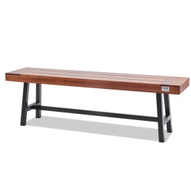 Banca de gradina din lemn de 160 cm cu picioare metalice pentru exterior, capacitate de incarcare de 250 kg, pentru gradina, banca de masa, de terasa, curte, veranda - Img 11