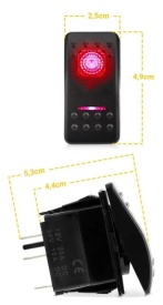 Buton auto faza lunga, Intrerupator, Comutator, ON OFF, 12-24V, cu LED Rosu - Img 3