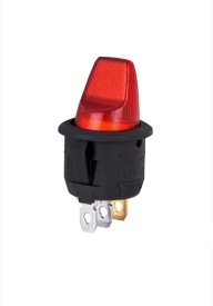 Buton comutator 2 pozitii, On Off, iluminat rosu 3 picioare 12V 20A, bucata