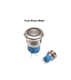Buton push cu revenire, 12V, LED alb, bucata - Img 2