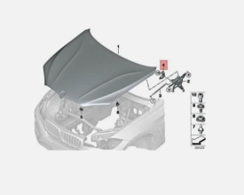 Capsa pirotehnica capota partea dreapta compatibil BMW X5 F15 2013-, X6 F16 2014-, actuator pirotehnic - Img 5
