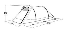 Cort camping tip tunel pentru 2 persoane, 350x150x110 cm, Outwell Tent Earth 2 - Img 11