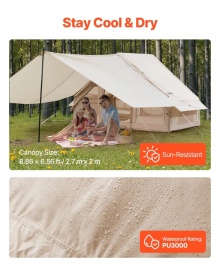 Cort gonflabil pentru camping, Glamping 300D Oxford, usor de instalat pentru 3-5 persoane cu pompa manuala, cort pentru 4 sezoane cu baldachin, 2 usi si 2 ferestre din plasa - Img 4