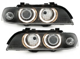 Faruri compatibil cu BMW Seria 5 E39 (09.1995-06.2003) Angel Eyes D2S/H7 Negru - Img 1