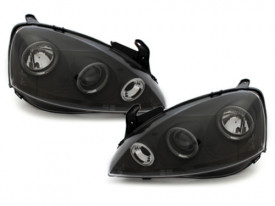 Faruri compatibil cu Opel Corsa C (2000-2006) 2 Angel Eyes Negru - Img 3