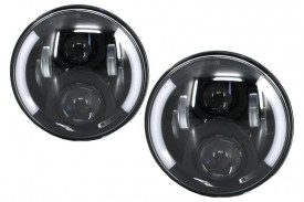 Faruri Full LED CREE compatibil cu Jeep Wrangler JK (2007-2017) Mercedes G-Class W463 (1989-2017) Land Rover Defender Negru - Img 2