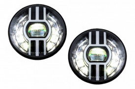Faruri Full LED CREE Dublu Proiector compatibil cu Jeep Wrangler JK TJ LJ Land ROVER Defender Mercedes W463 Black - Img 1