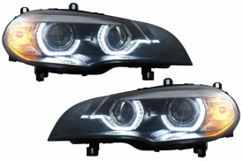 Faruri Xenon Angel Eyes 3D Dual Halo Rims LED DRL compatibil cu BMW X5 E70 2007-2010 Negru - Img 2