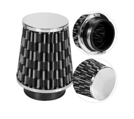 Filtru universal de aer sport carbon conic 155x120x76 mm, culoare crom, adaptoare: 60/65/70 mm - Img 4