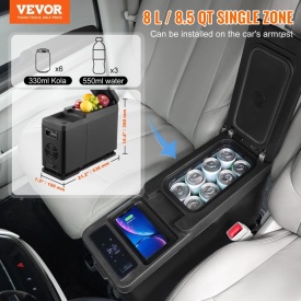Frigider auto 12 volti cu cotiera, congelator portabil 8L, racitor cu compresor 12V 24V 240V pentru exterior, camping, autoturism, camion, rulota - Img 3