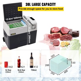 Frigider auto de 30L, cu roti si maner, voltaj operare 12V 24V DC si 100-240V AC pentru exterior, camping, rulote - Img 2