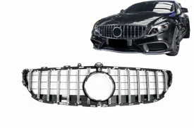 Grila Centrala compatibil cu Mercedes CLS W218 Facelift (2014-2017) GT-R Panamericana Design Negru Lucios & Chrome - Img 6