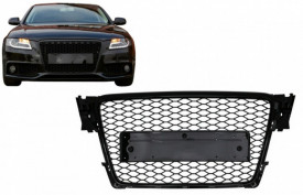 Grila Centrala Fara Emblema compatibil cu Audi A4 B8 2007-2012 RS Design Negru Lucios cu PDC - Img 2