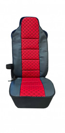 Husa scaun camion compatibila cu IVECO, Piele ecologica negru cu rosu - Img 1