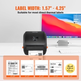 Imprimanta termica de etichete VEVOR, 300 DPI, dimensiune eticheta 40-108 mm, Bluetooth wireless si recunoastere automata a etichetelor, suporta Windows/MacOS/Linux/Android/IOS - Img 6