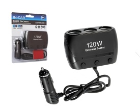 Incarcator auto, Splitter bricheta 12V-24V, 120W, 3 iesiri, 1519 - Img 2