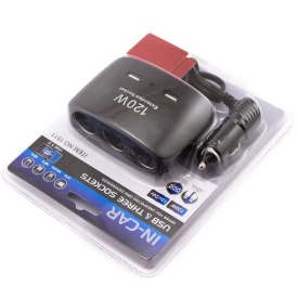 Incarcator auto, Splitter bricheta 12V-24V, 3 iesiri, 2 iesiri USB,120W - Img 2