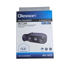 Incarcator auto splitter bricheta cu afisaj, 12V-24V, 2 iesiri soket 12V + 2 iesiri USB, 120W - Img 6