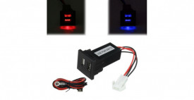 Incarcator dublu USB 4.2A , cu led albastru, compatibil VW T5 Transporter Caravelle 2003 - 2009 - Img 3